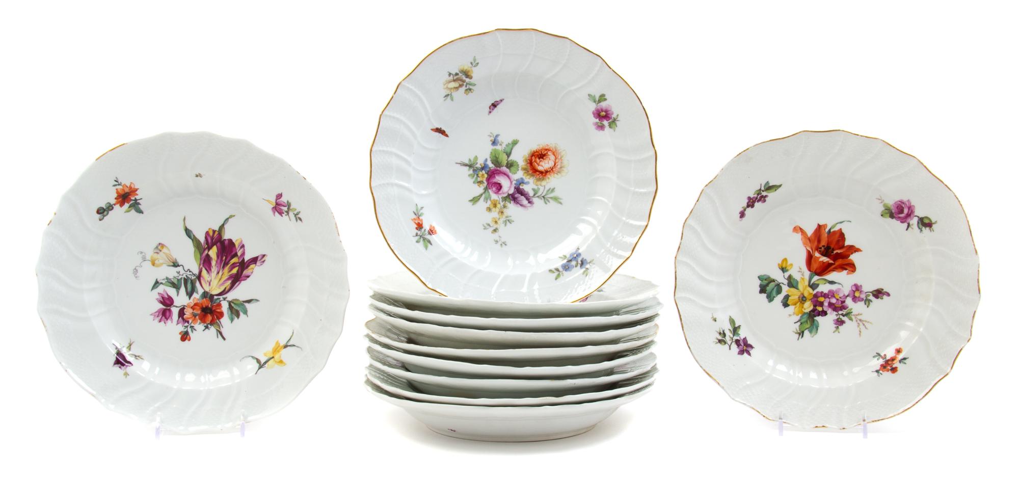A Set of Ten Berlin (K.P.M.) Porcelain Plates Diameter 9 1/2 inches. — 18TH CENTURY