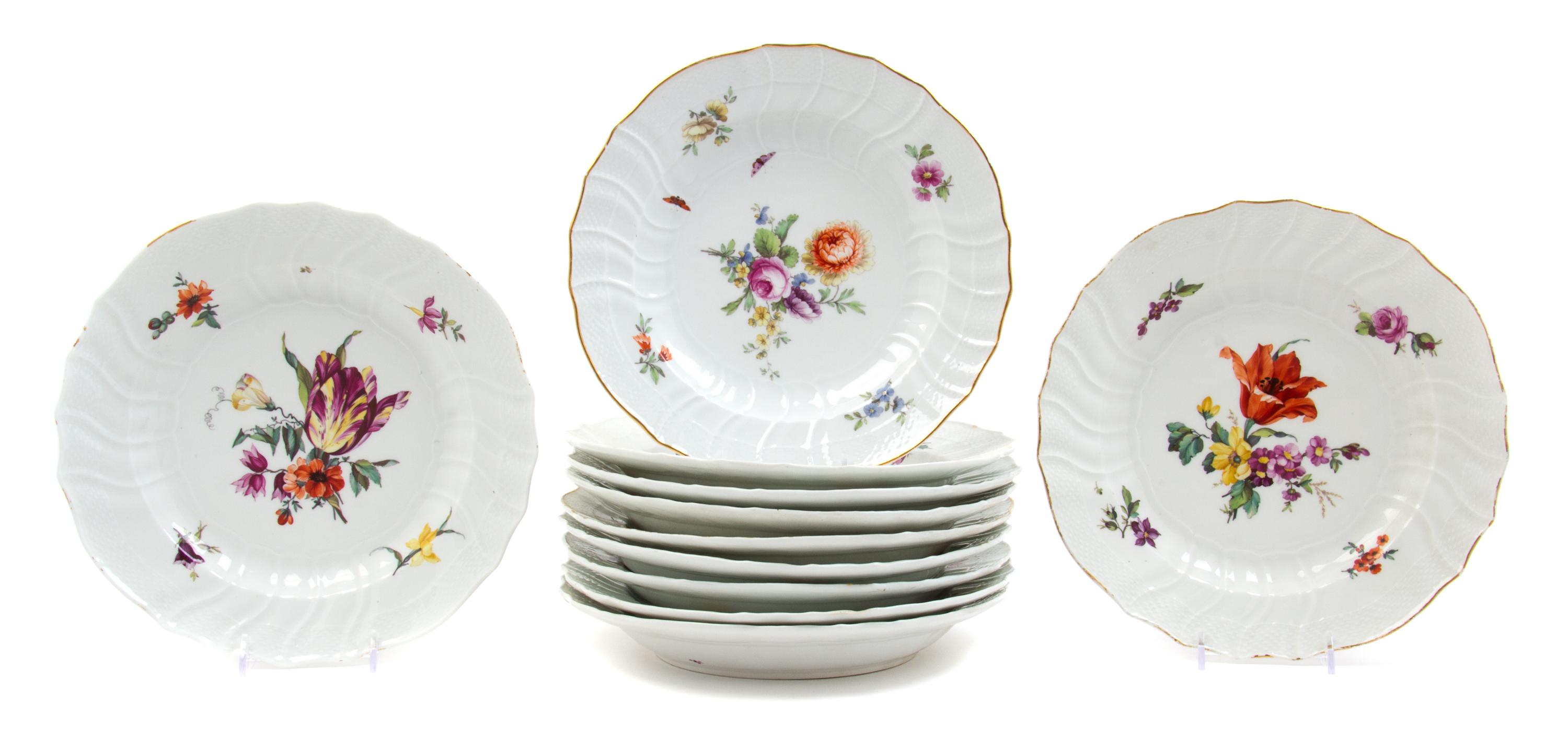 A Set of Ten Berlin (K.P.M.) Porcelain Plates Diameter 9 1/2 inches. — 18TH CENTURY