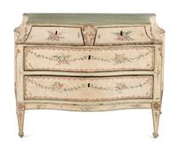 A North Italian Cream and Polychrome-Painted Commode