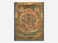A Tibetan thanka depicting Green Tara, 19th century 藏傳綠度母唐卡 十九世紀