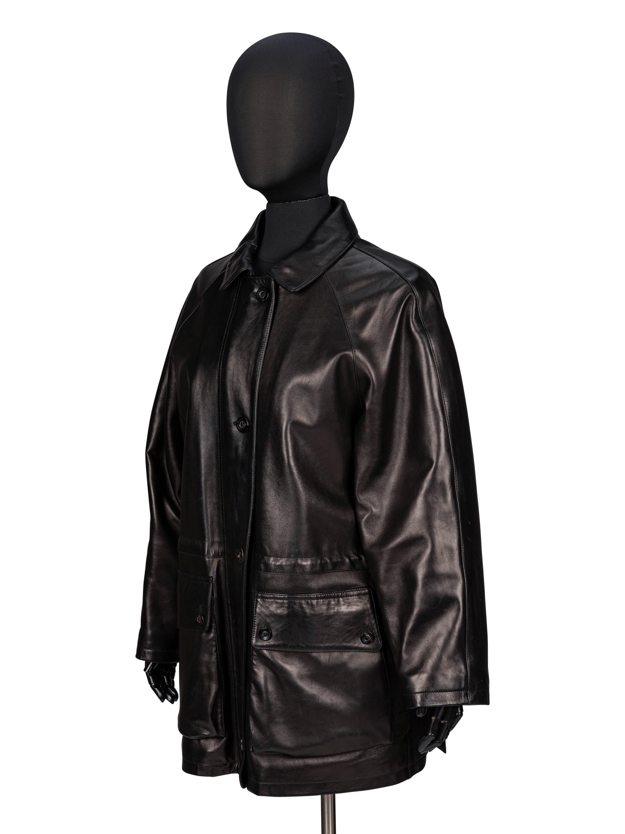 Lora Piana, Black Nappa Leather Coat