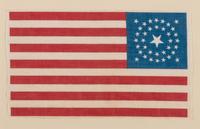 [FLAGS]. 37-star American parade flag with double-medallion configuration. Ca 1867-1876.