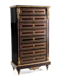 A Napoleon III Gilt Bronze Mounted Mother-of-Pearl Inlaid Semainier