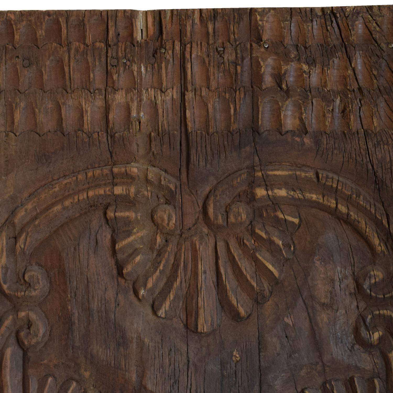 A Pair of Carved Wood Doors 27" W x 3" D x 78" H and 29" W x 4" D x 79" H — Peru, 19th/20th Century