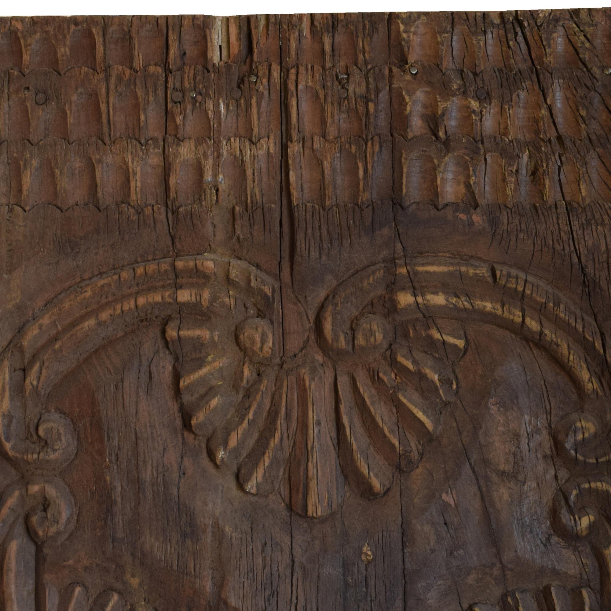 A Pair of Carved Wood Doors 27" W x 3" D x 78" H and 29" W x 4" D x 79" H — Peru, 19th/20th Century