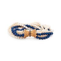 CULTURED PEARL AND HARDSTONE BEAD BRACELET
