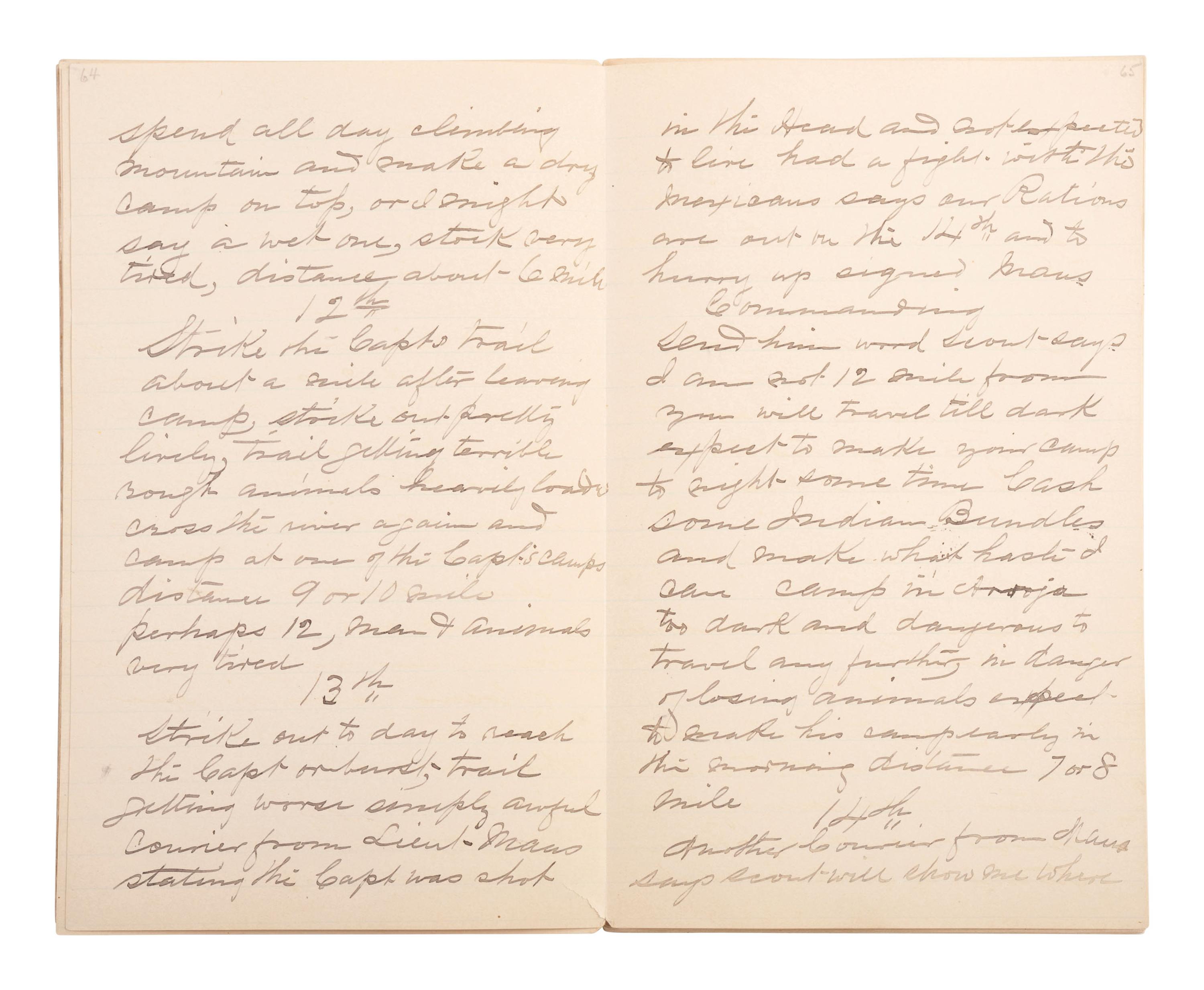 [GERONIMO] - [LATE INDIAN WARS]. DALY, Henry W. (1850-1931). Diary of Campaign against Hostile Apaches in 1885-6 with Capt. Emmet Crawford, by Henry W. Daly Pack Master. [Cheyenne, WY], 29 May 1885 to 28 March 1886.