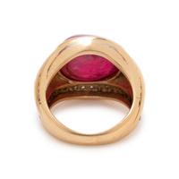 TRIO, YELLOW GOLD, RUBY AND DIAMOND RING