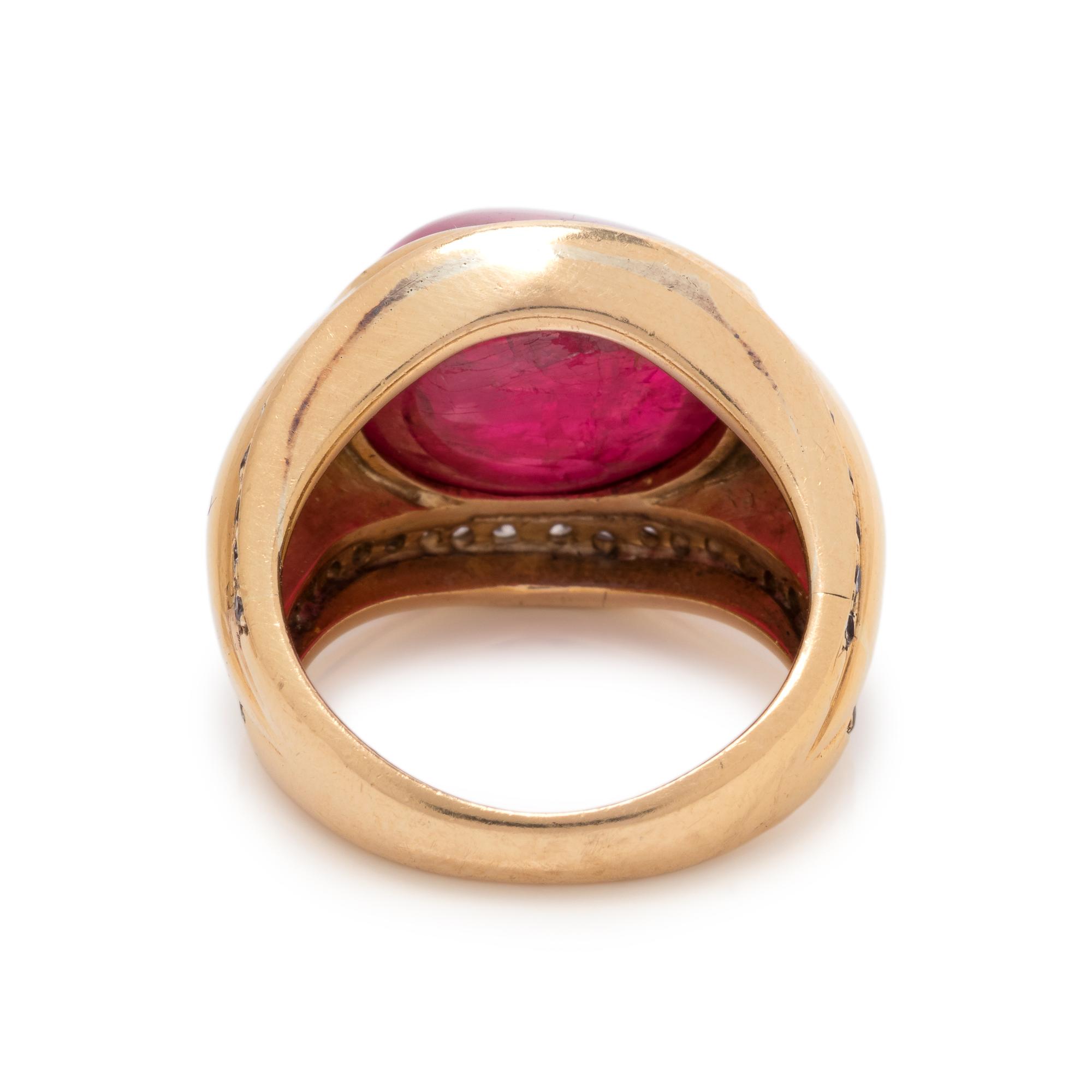 TRIO, YELLOW GOLD, RUBY AND DIAMOND RING