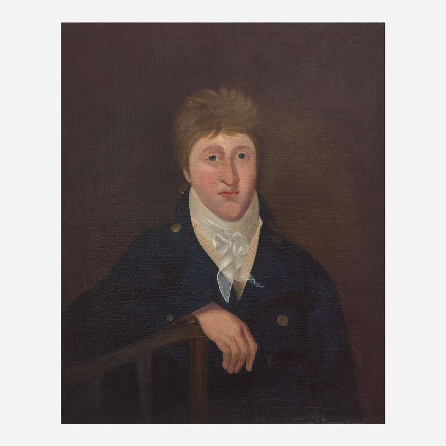 American School 19th century Portrait of a Seated Young Naval Officer