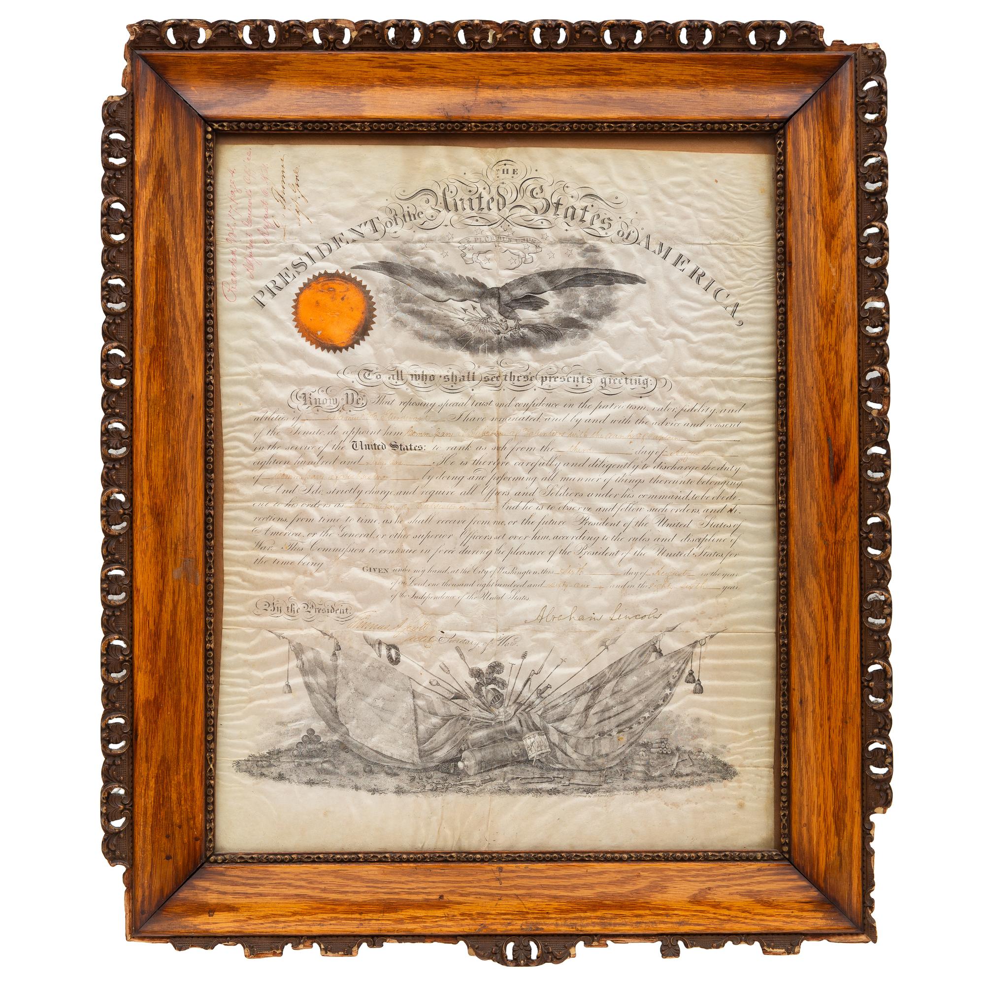 [Presidential] Lincoln, Abraham. Signed Military Commission