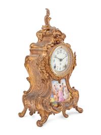 An Ansonia Porcelain and Gilt Metal Mantel Clock in the Louis XV Taste