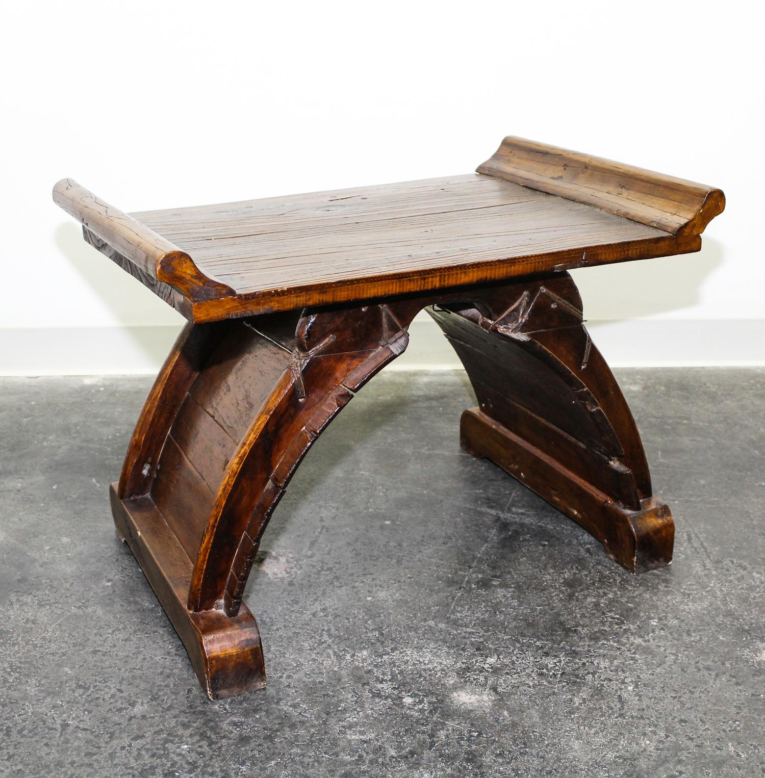 A Chinese Style Wooden Bench Height 20 1/4 inches. — 20TH CENTURY
