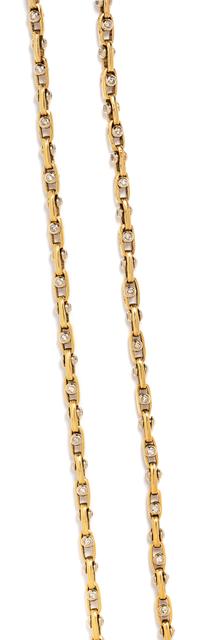 A 14 Karat Bicolor Gold and Diamond Link Necklace, 59.15 dwts.