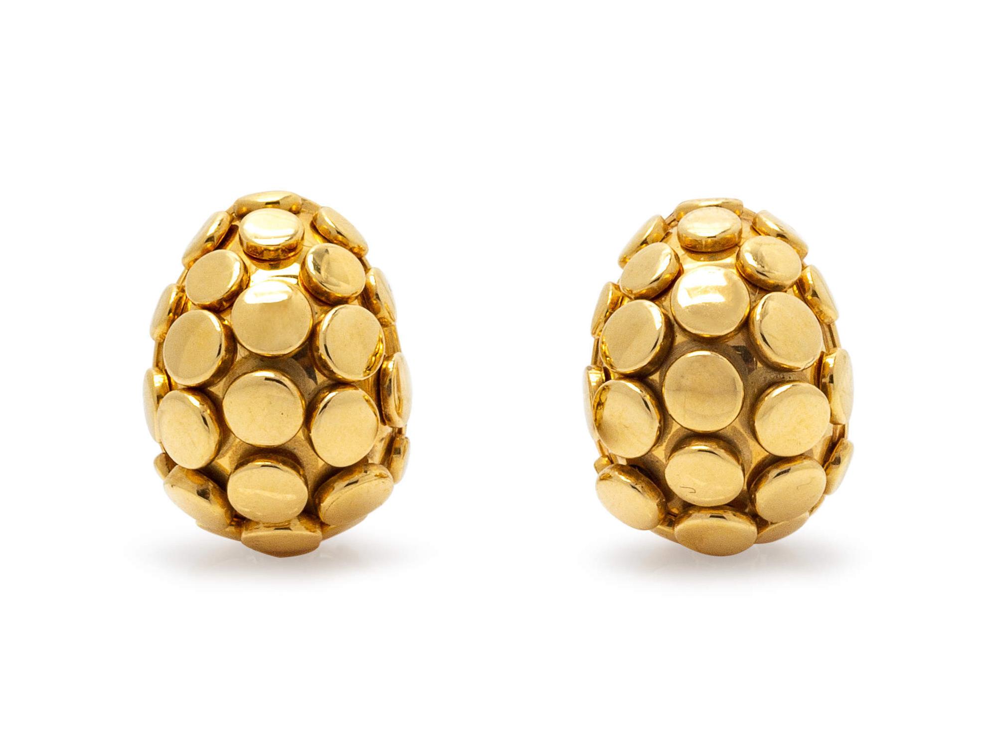 A Pair of 18 Karat Yellow Gold 'Dot' Earclips, John Hardy,