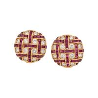YELLOW GOLD, RUBY, AND DIAMOND CLIP EARRINGS