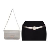 Chanel, Silver Nylon Flap Bag & Matching Belt
