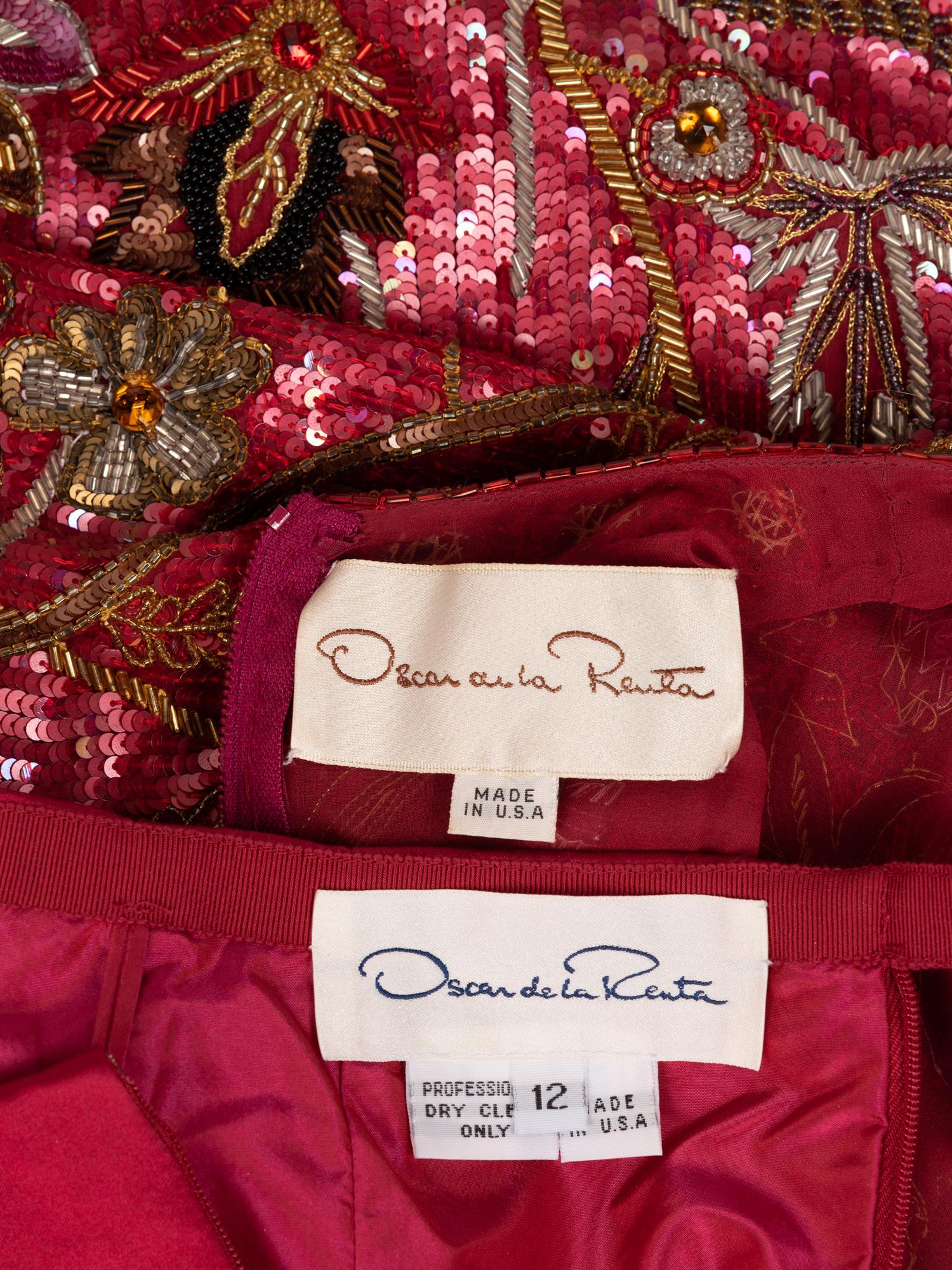 Oscar de la Renta Embroidered Top and Skirt, 1990s