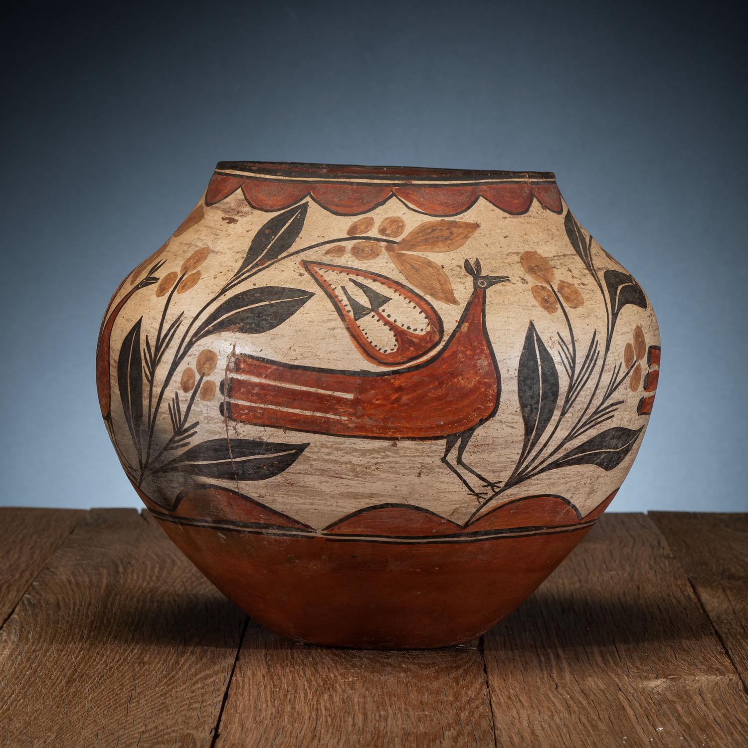 Zia Four-Color Polychrome Pottery Jar