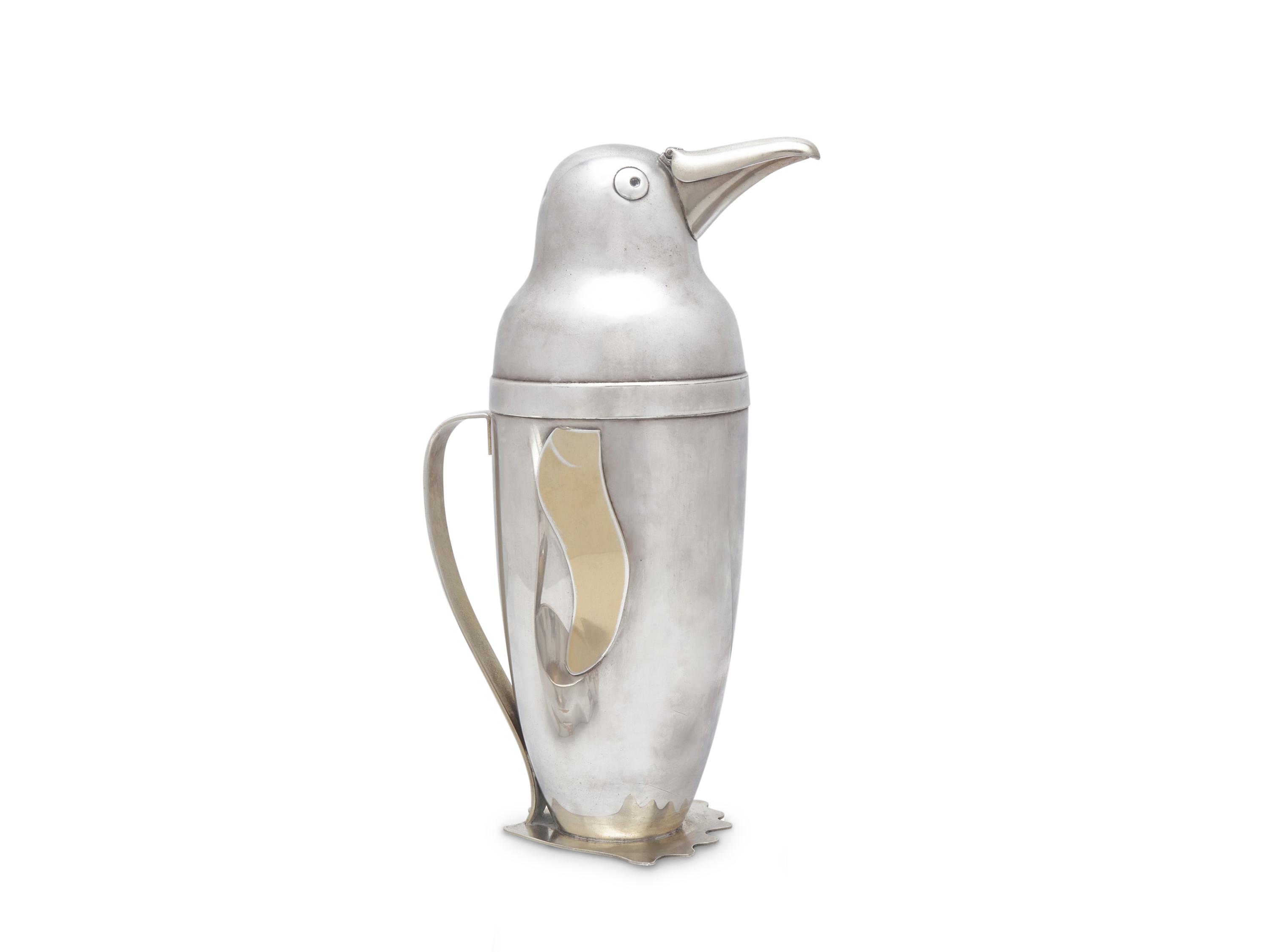 An Art-Deco Silver-Plated Penguin-Form Cocktail Shaker