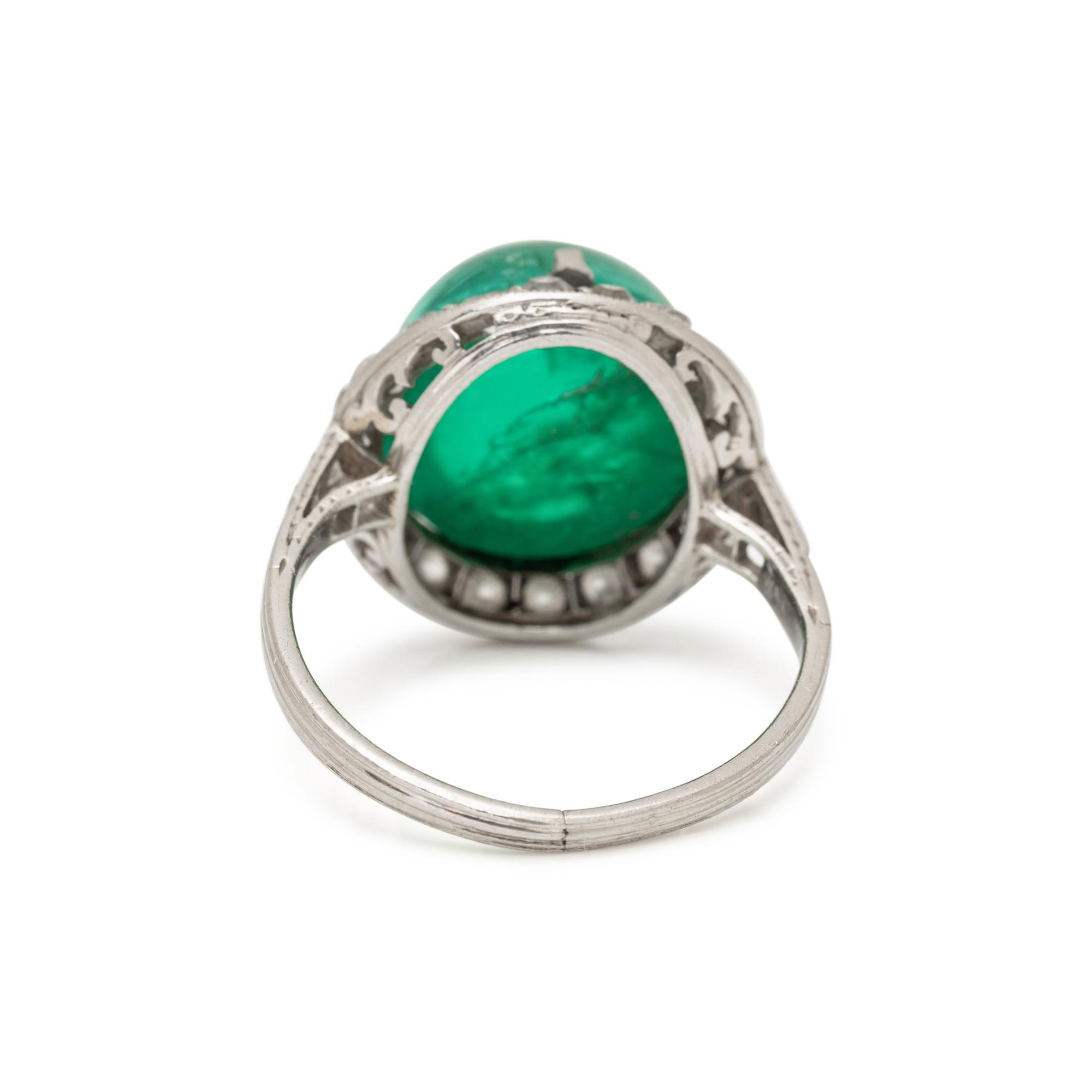 ANTIQUE, EMERALD AND DIAMOND RING
