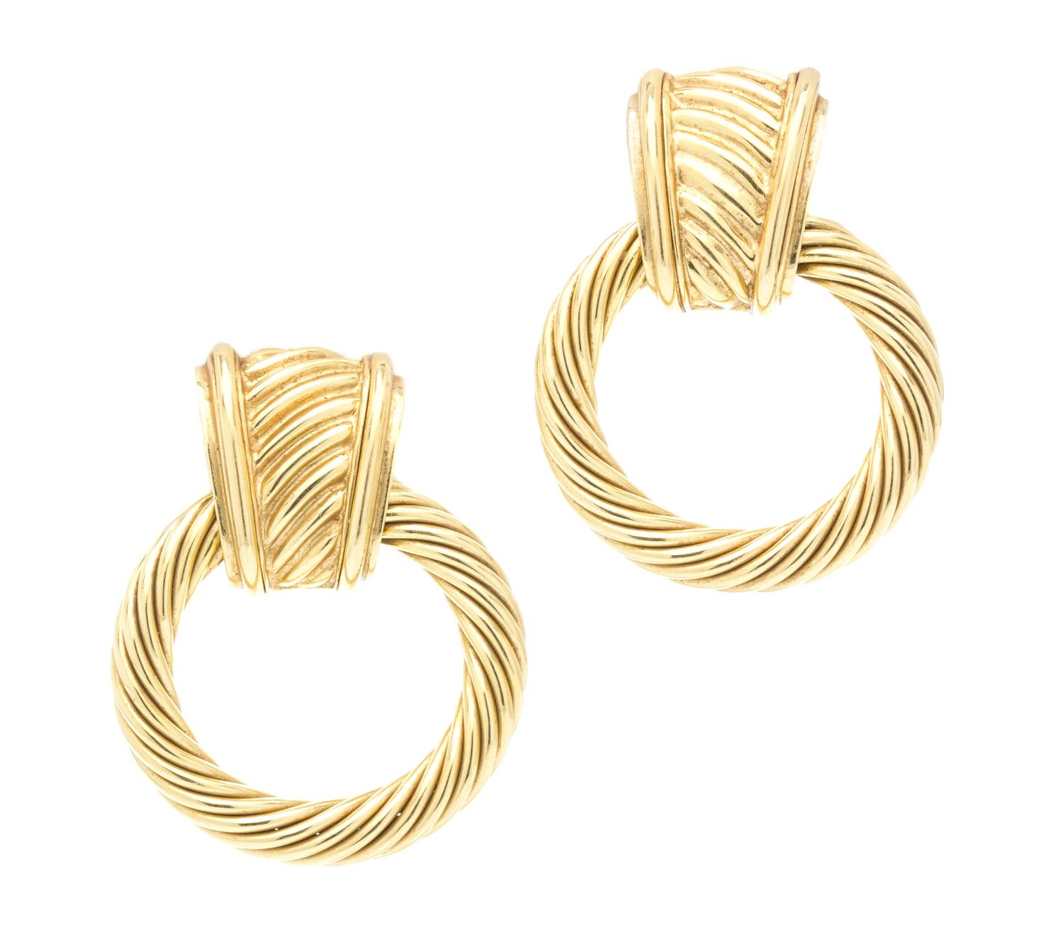 A Pair of 18 Karat Yellow Gold Earclips, David Yurman, 17.30 dwts.