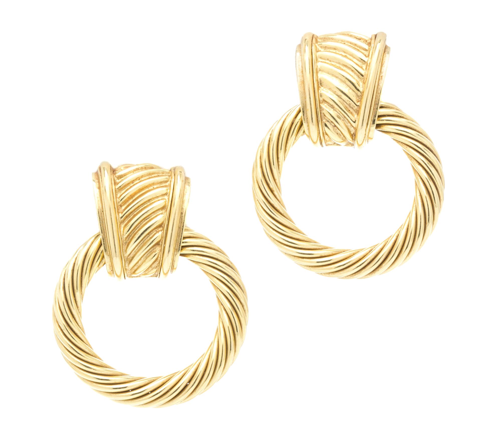 A Pair of 18 Karat Yellow Gold Earclips, David Yurman, 17.30 dwts.