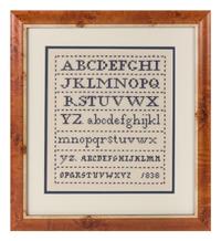 An American Needlepoint Sampler 10 x 8 1/2 inches. — 20TH CENTURY