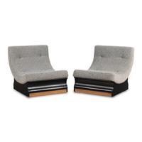 Italian Design c. 1960 — Pair of Low Curved Lounge Chairs