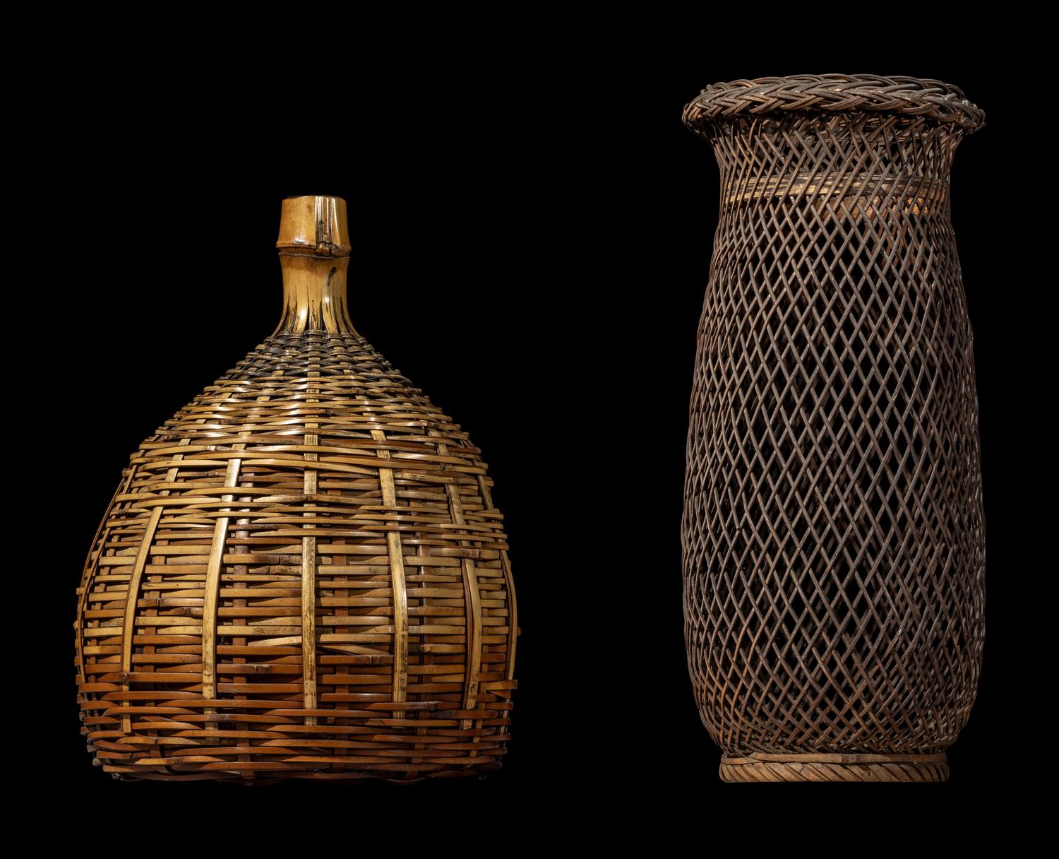Two Japanese Ikebana Bamboo Baskets