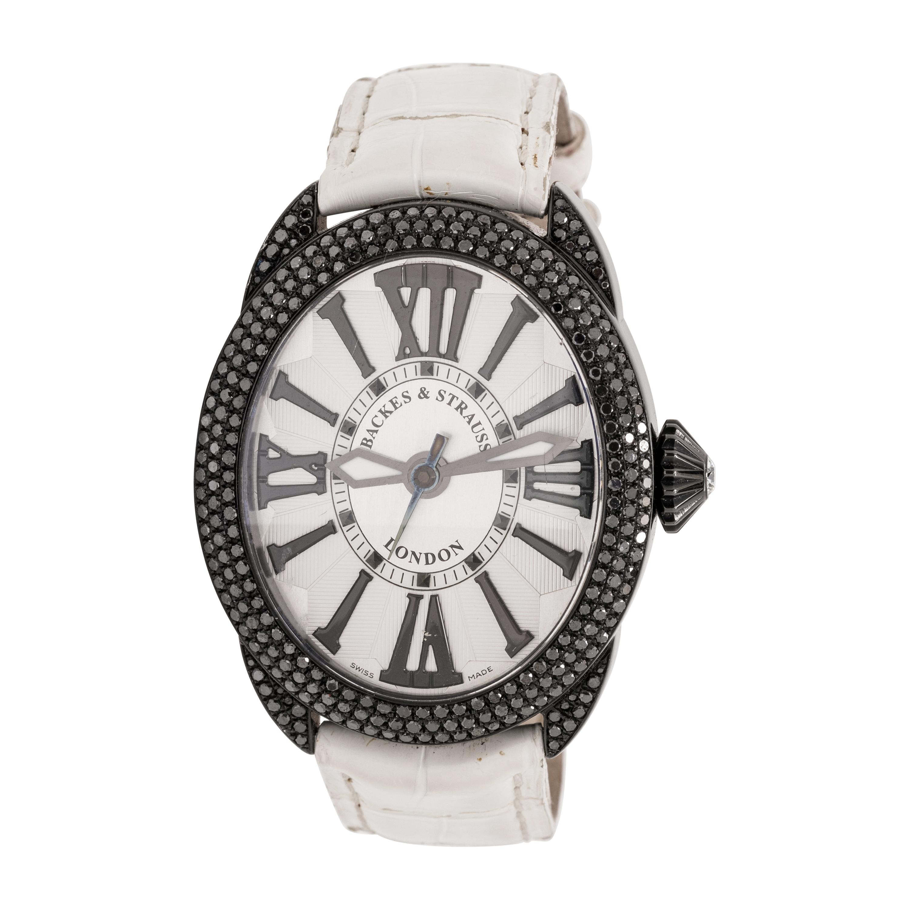 BACKES & STRAUSS, REF. 3643.MA 'REGENT DIAMOND KNIGHT' BLACK DIAMOND WATCH