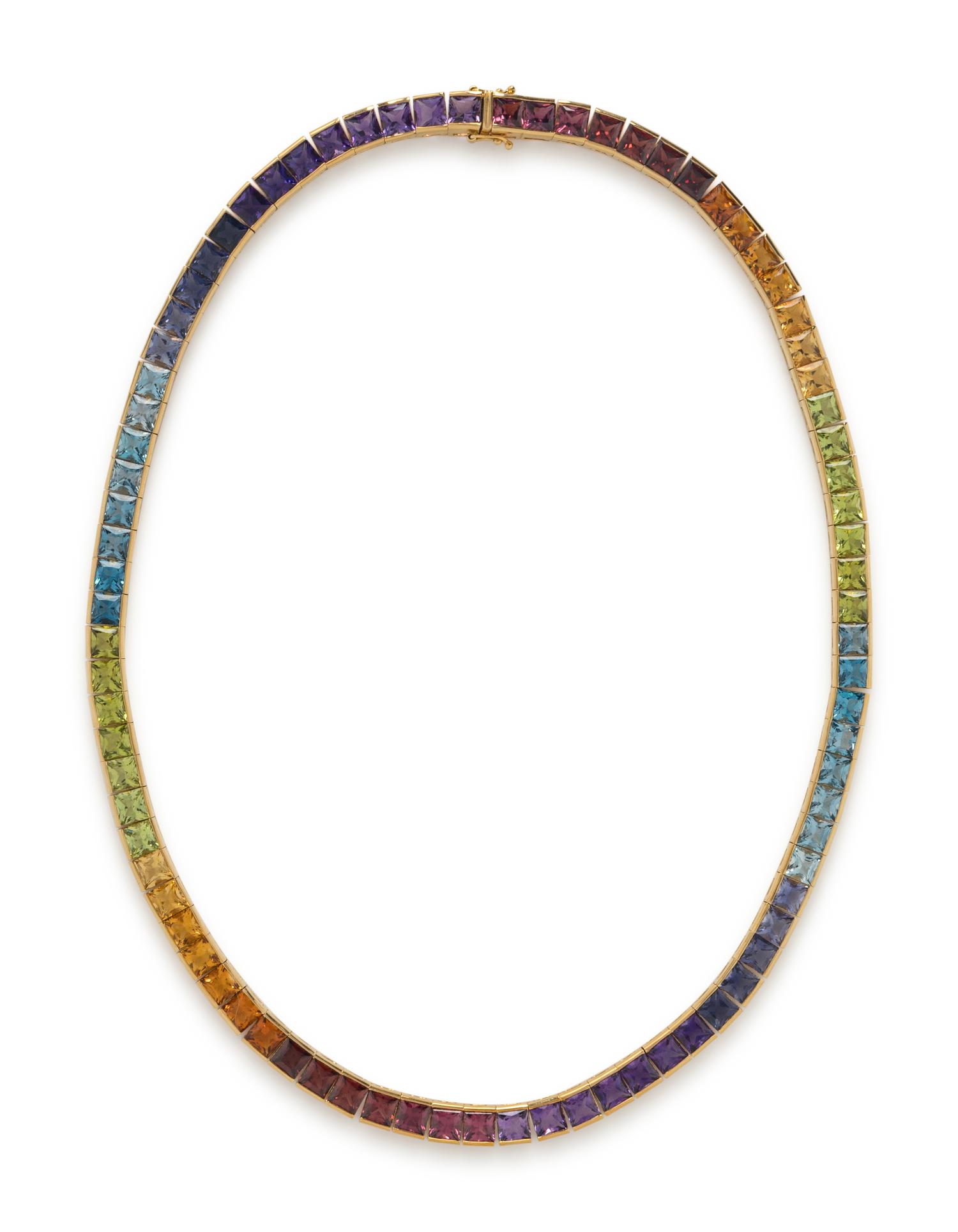 MULTIGEM RAINBOW LINE NECKLACE