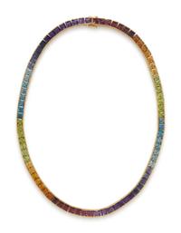 MULTIGEM RAINBOW LINE NECKLACE