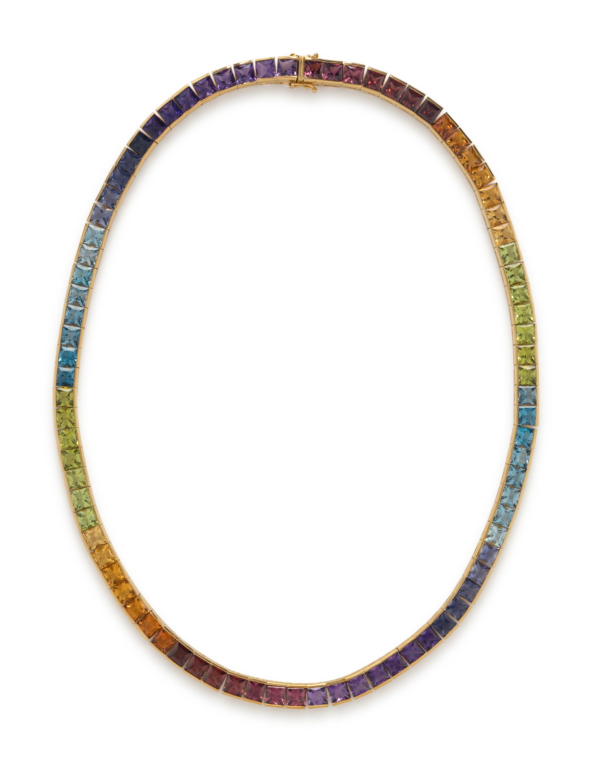 MULTIGEM RAINBOW LINE NECKLACE