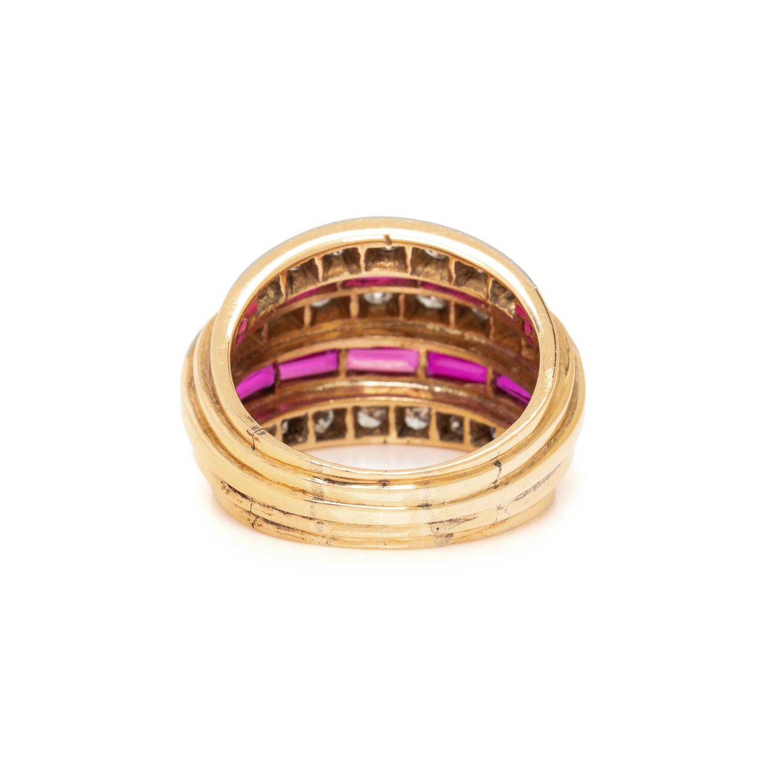 DIAMOND AND SYNTHETIC RUBY RING