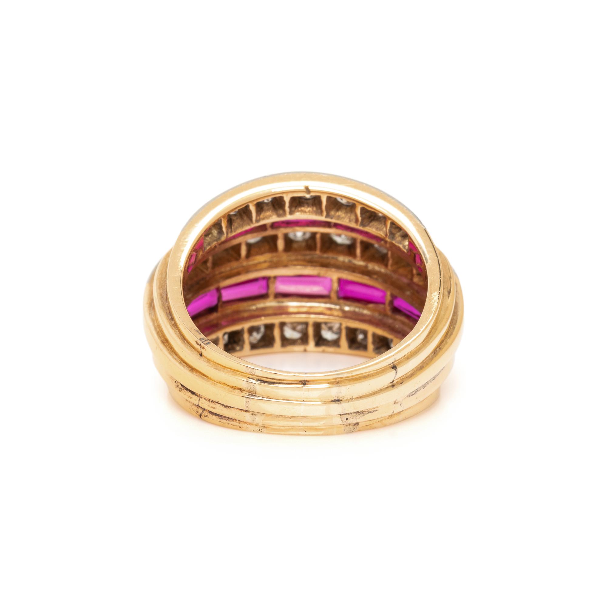 DIAMOND AND SYNTHETIC RUBY RING