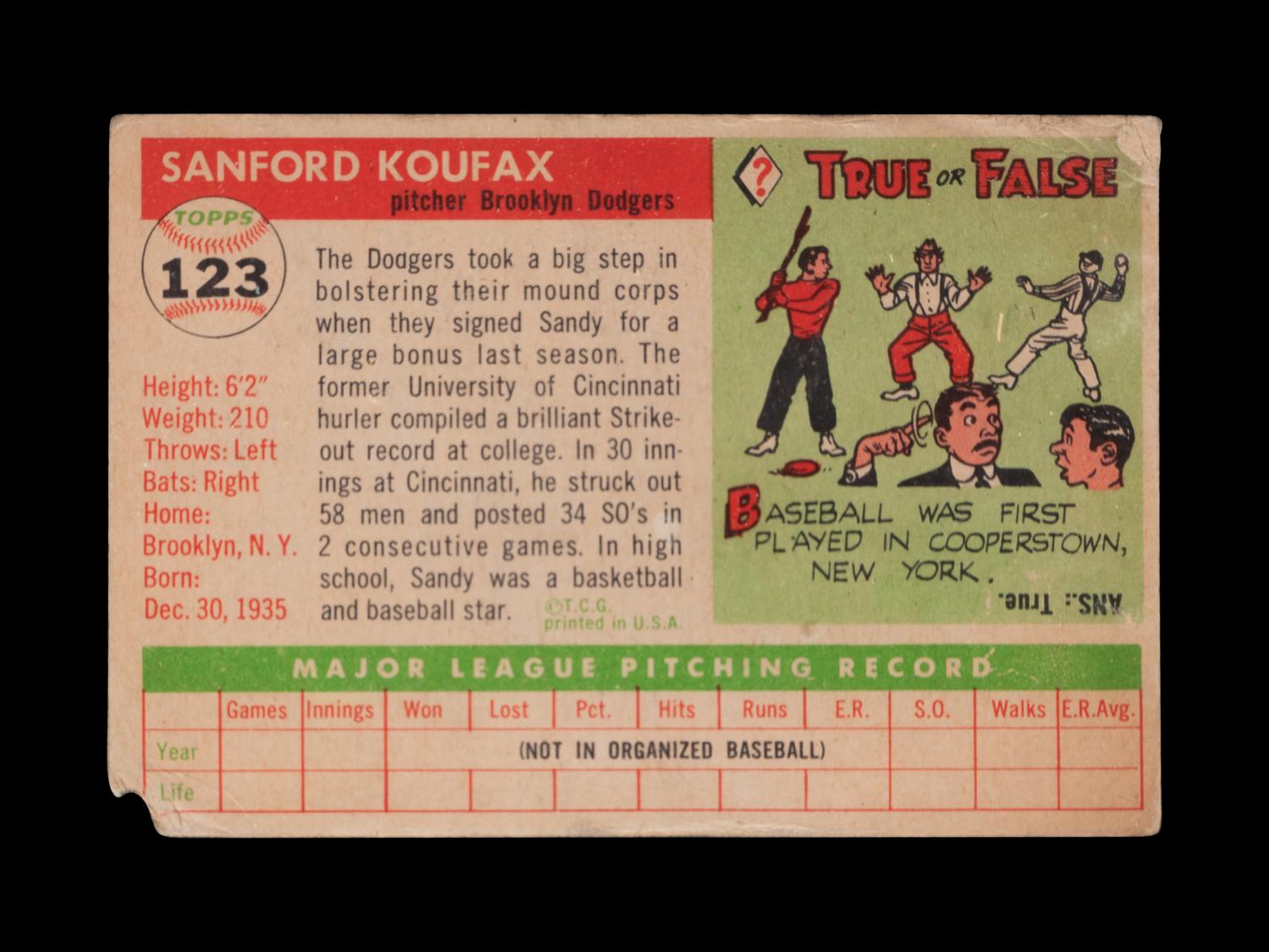 A Partial Set of 1955 Topps Baseball Cards Including Sandy Koufax, Harmon Killebrew Rookie and Multiple Hall of Famers (184/210),