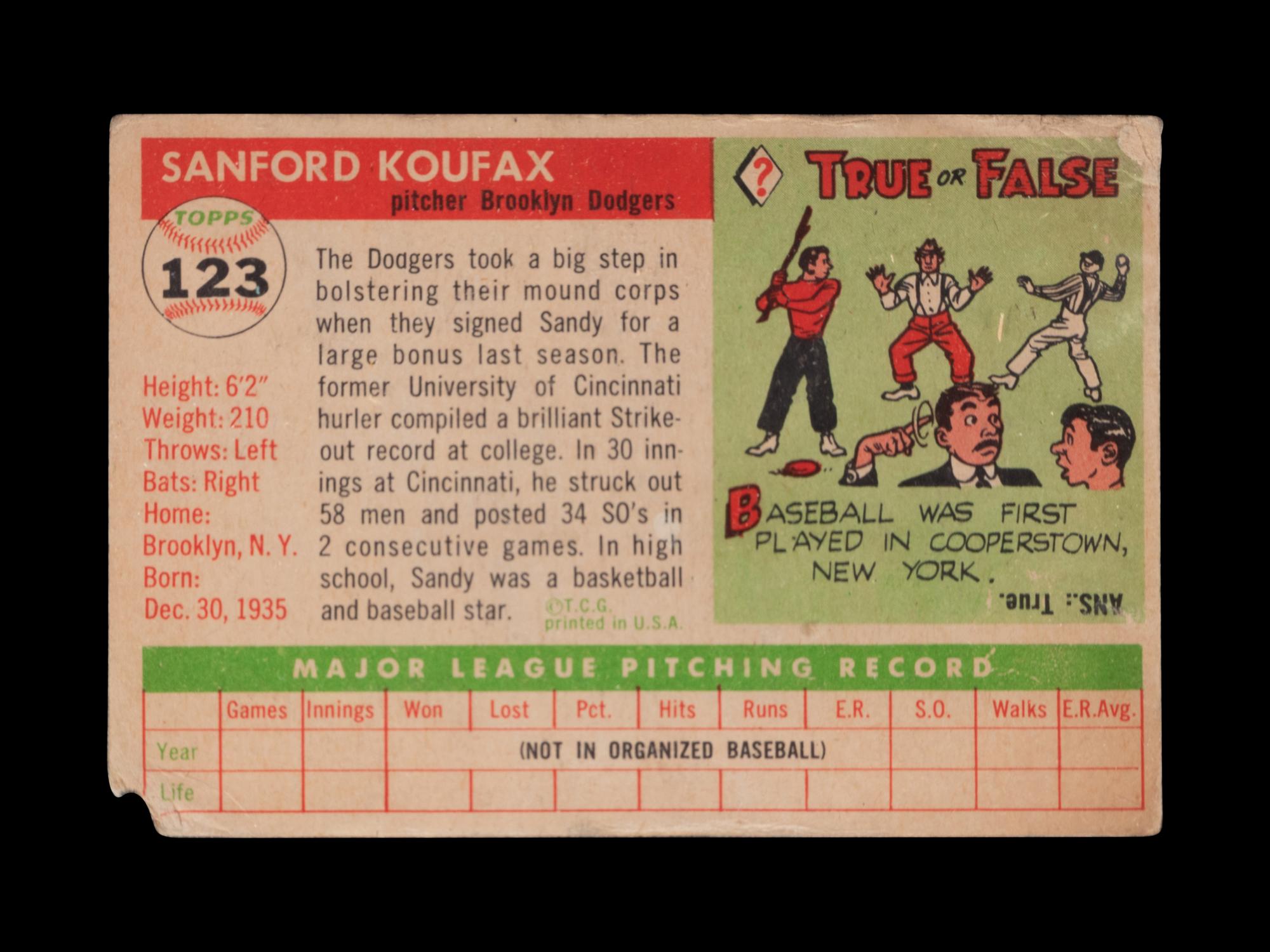 A Partial Set of 1955 Topps Baseball Cards Including Sandy Koufax, Harmon Killebrew Rookie and Multiple Hall of Famers (184/210),