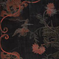 A Chinese Qiangjin and Tianqi Lacquer Rectangular Tray, 19th Century 清中期 戧金填漆花鳥圖長方盤