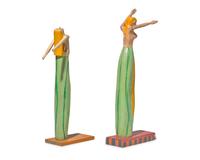 Canadian School 20th century, A Pair of Carved and Painted Corn Effigy Dolls , Dated "1995"