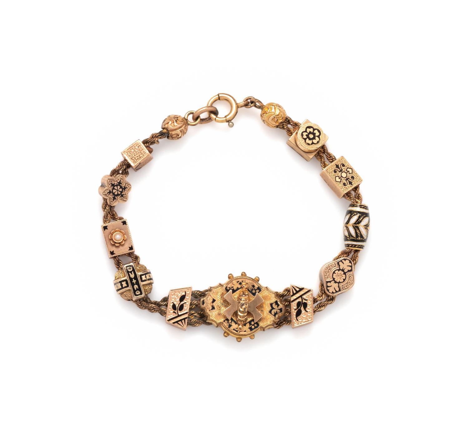 YELLOW GOLD AND GOLD-FILLED SLIDE BRACELET