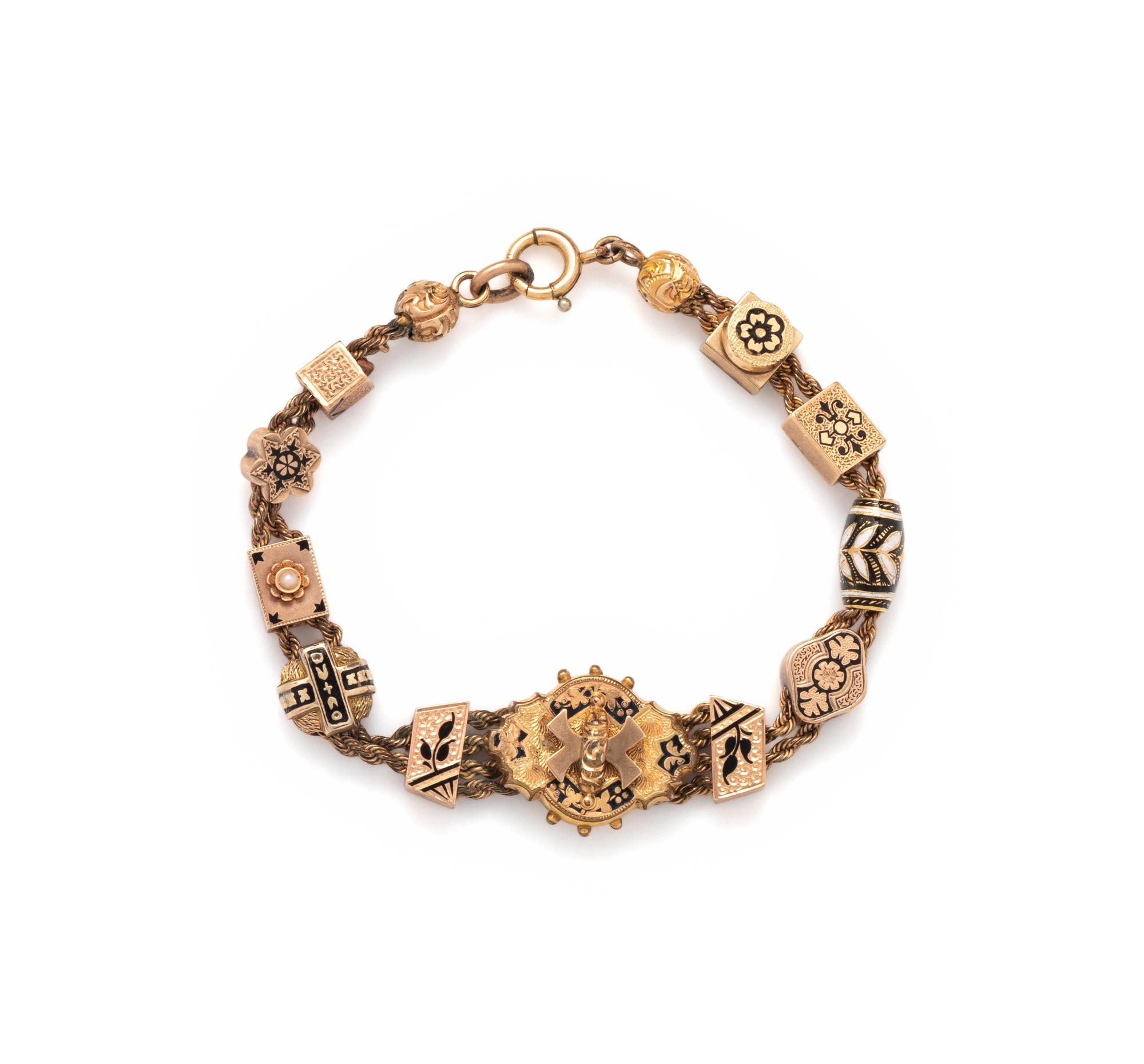YELLOW GOLD AND GOLD-FILLED SLIDE BRACELET
