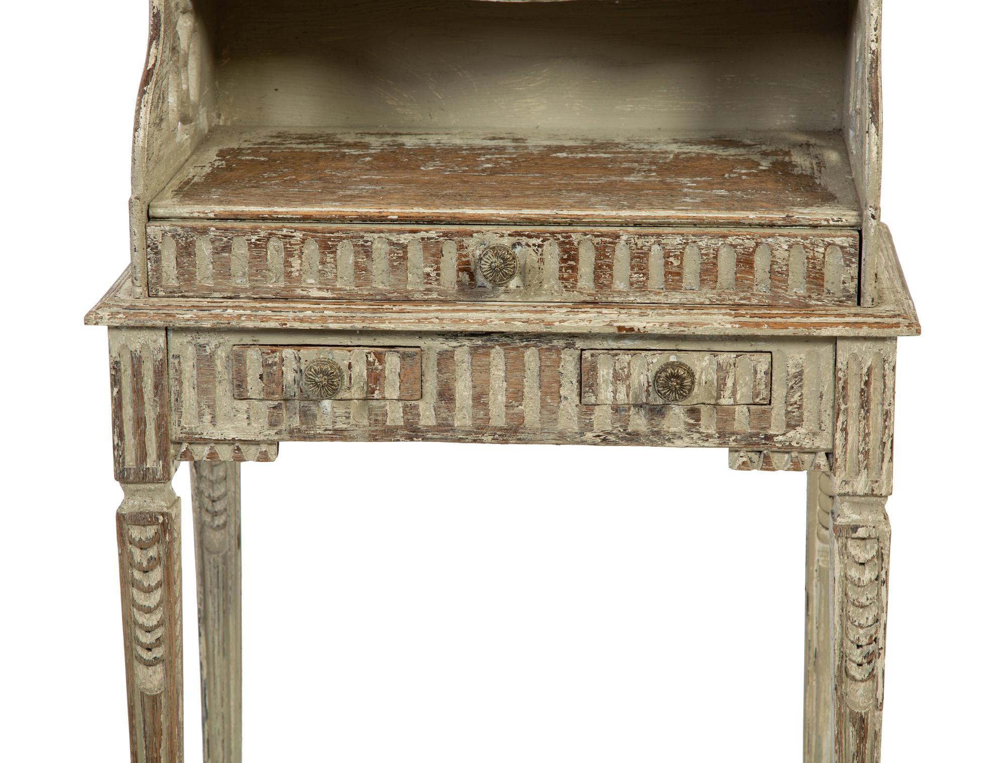 ALouis XVI Style Carved and White-Painted Bedside Table — 19TH CENTURY