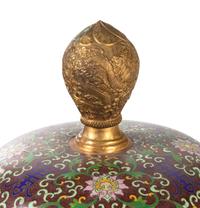 A Large Chinese Cloisonné Enamel Covered Jar and A Hardwood Stand