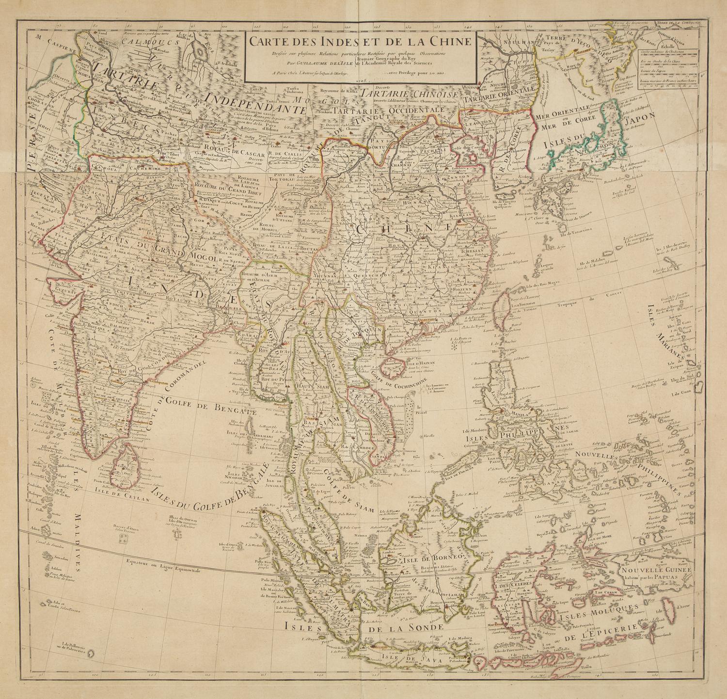 [Maps & Atlases] L'Isle, Guillaume De. Carte des Indes et de la Chine...