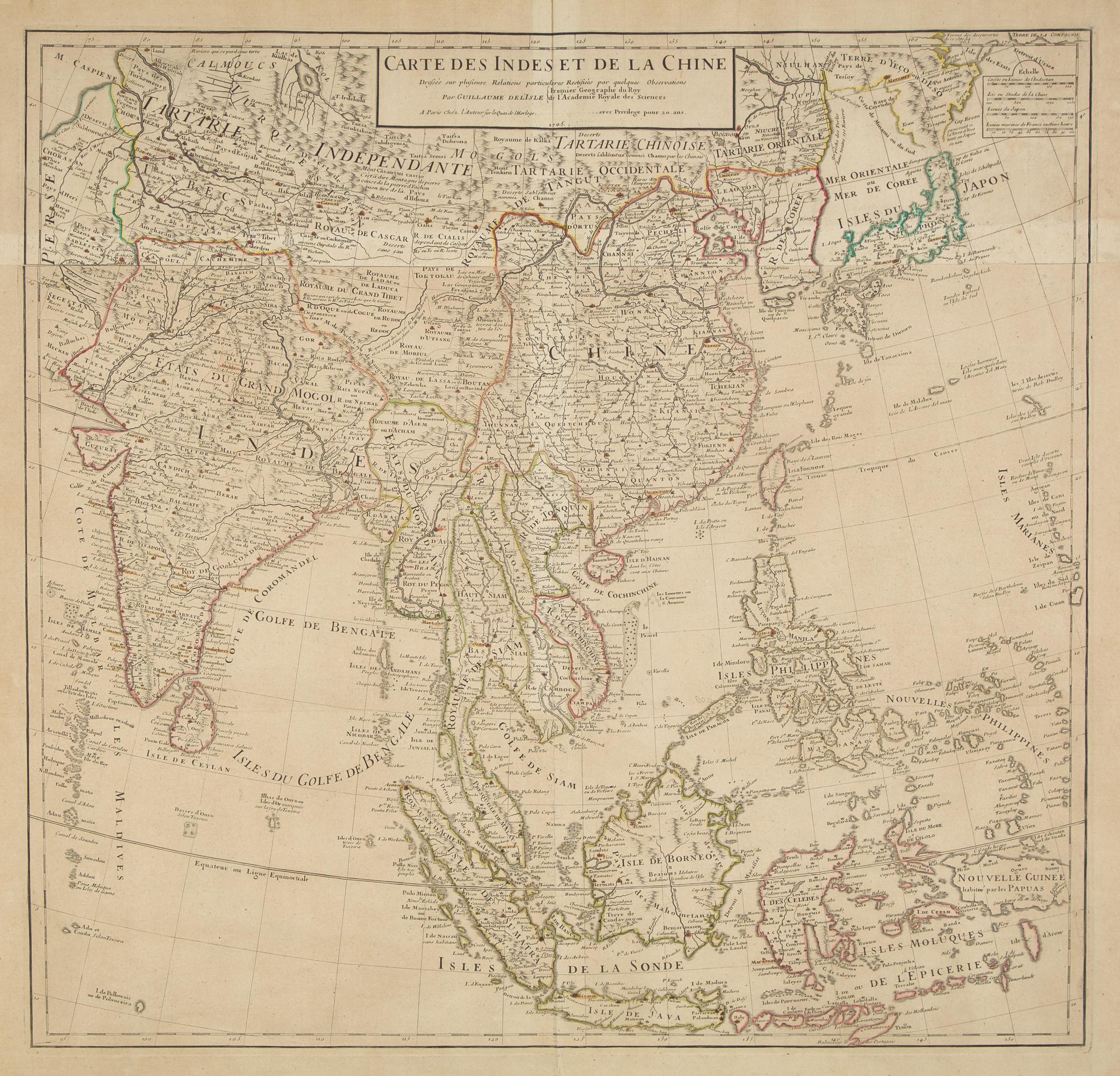 [Maps & Atlases] L'Isle, Guillaume De. Carte des Indes et de la Chine...