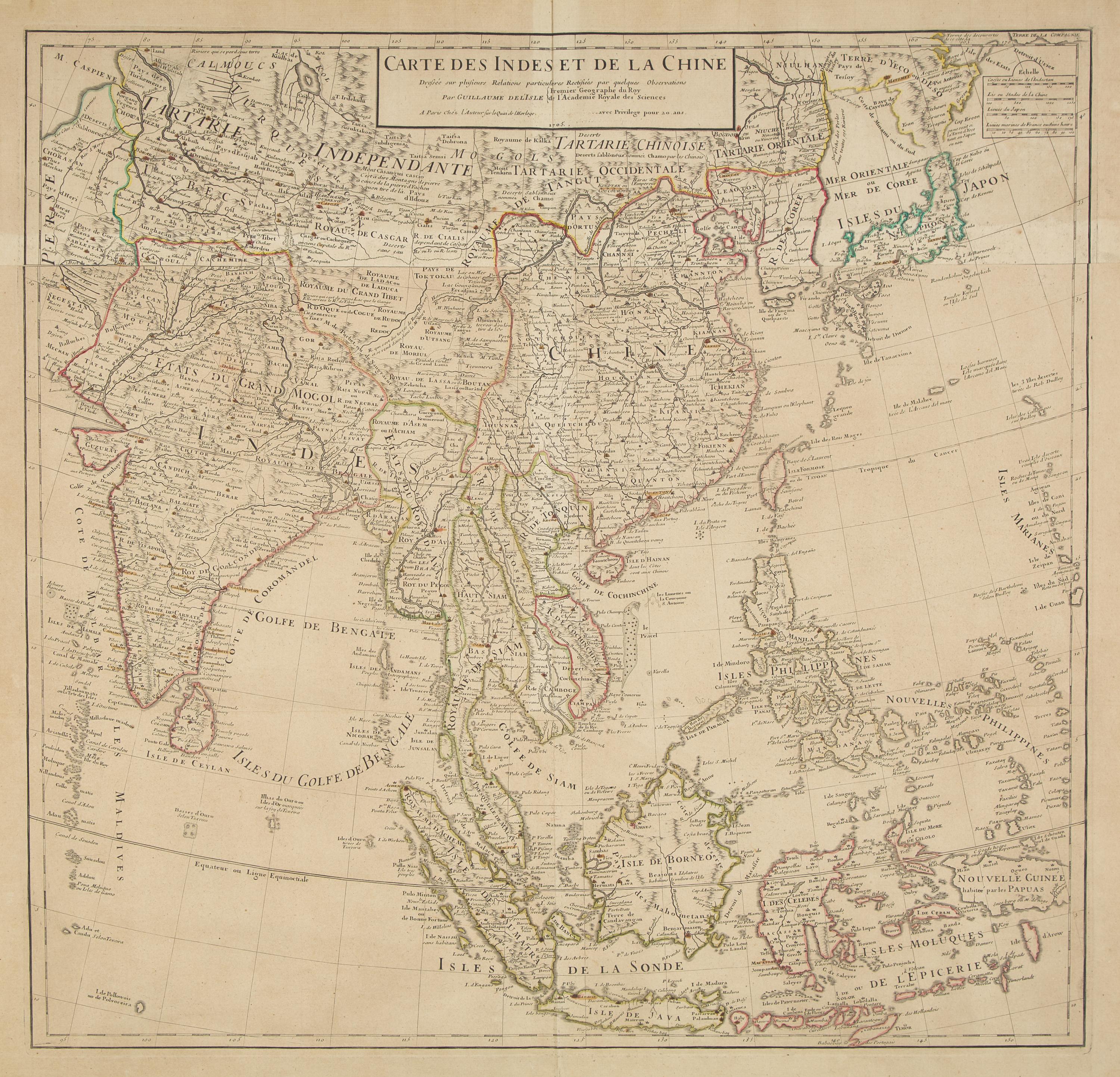 [Maps & Atlases] L'Isle, Guillaume De. Carte des Indes et de la Chine...