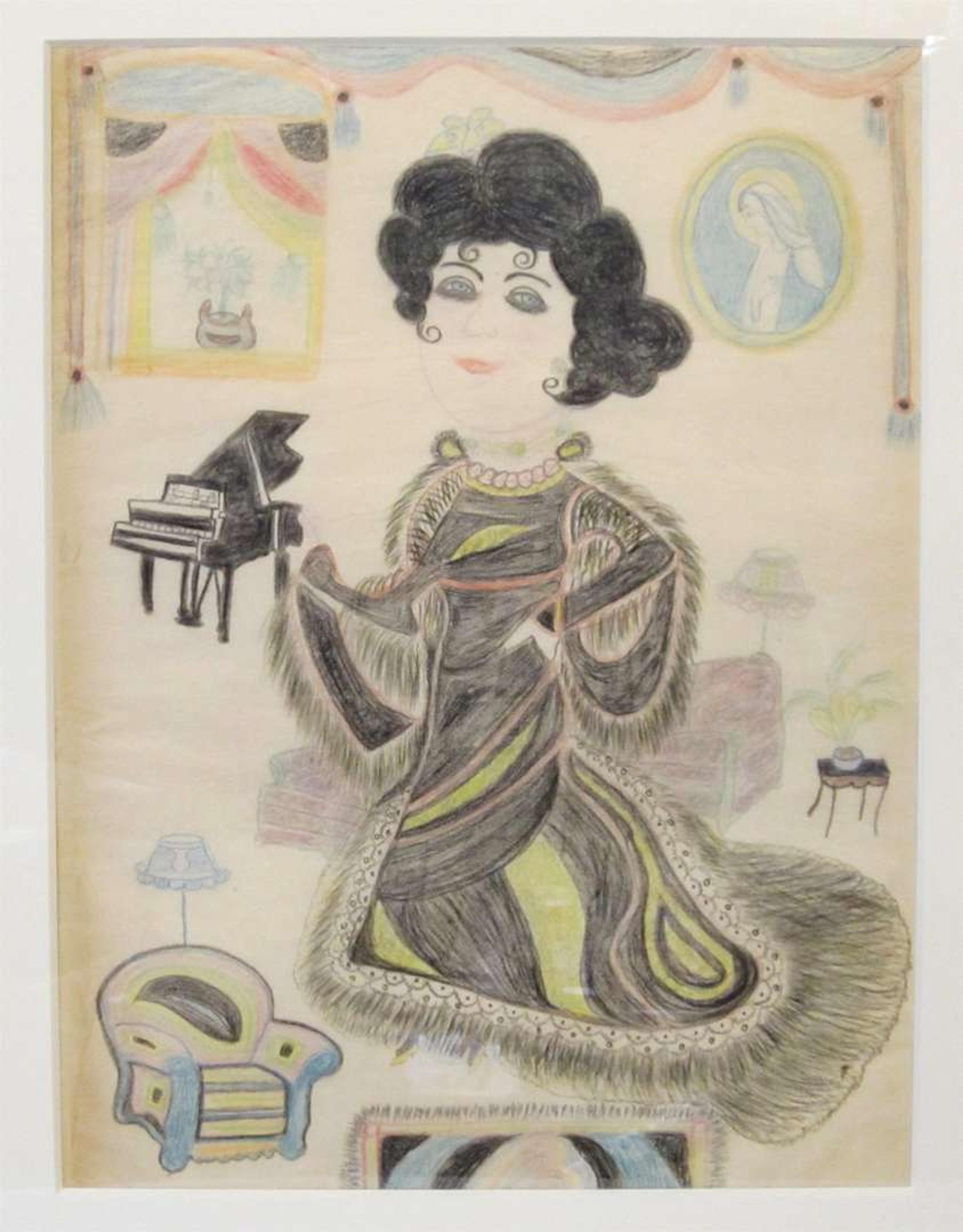American School 20th century seven drawings of ladies in parlor rooms