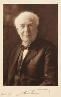 EDISON, Thomas A. (1847-1931). Photogravure, signed in lower margin (“Thos A Edison”), 3 June 1926.