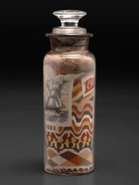 A Pair of Andrew Clemens (American, 1857-1894) 'Sweetheart' Sand Bottles